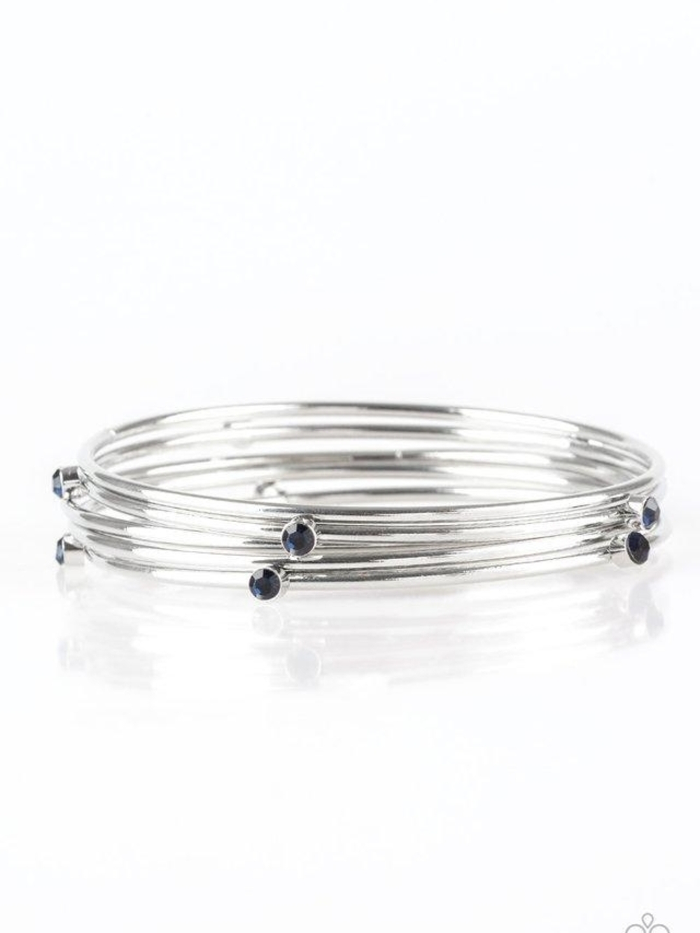 paparazzi Silver-Tone Multi-Bangle Bracelet with Blue Crystals